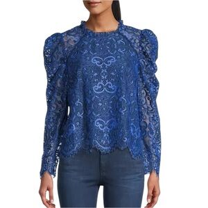Lilly Pulitzer‎ Averi Long Sleeve Lace Top Small Blue